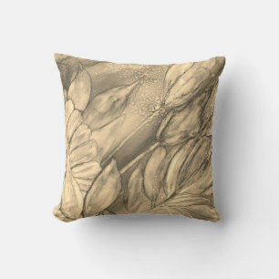 Sepia Florals Throw Pillow