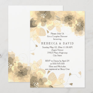Sepia flowers floral fall wedding couples shower invitation