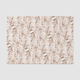 Sepia Foliage on Beige Boho Baby Shower Tissue Paper