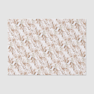 Sepia Foliage on White Boho Baby Shower Tissue Paper