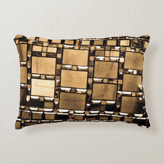 Sepia Geometric Mirror Pattern Accent Pillow (Front)