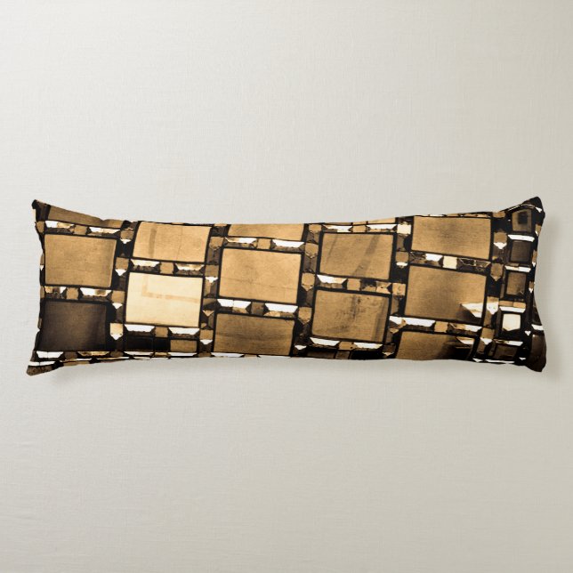 Sepia Geometric Mirror Pattern Body Pillow (Front)