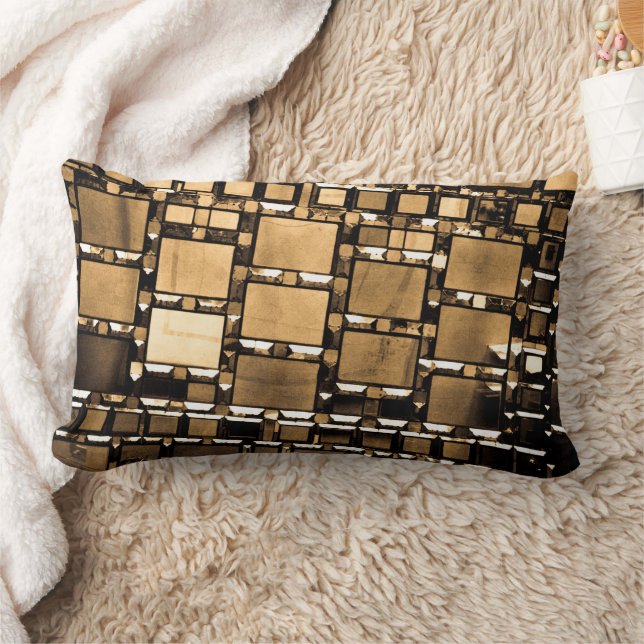 Sepia Geometric Mirror Pattern Lumbar Pillow (Blanket)