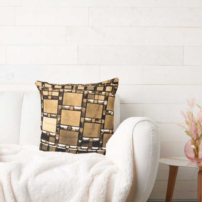Sepia Geometric Mirror Pattern Throw Pillow (Couch)