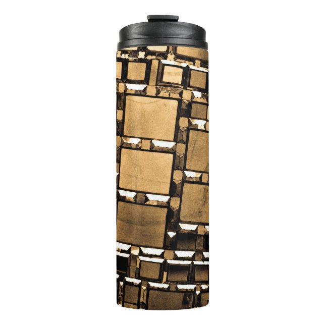 Sepia Geometric Mirrors Pattern Thermal Tumbler (Front)