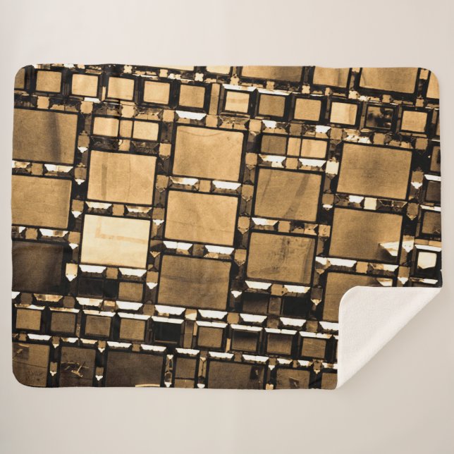 Sepia Geometric Mirrors Sherpa Blanket (Front (Horizontal))