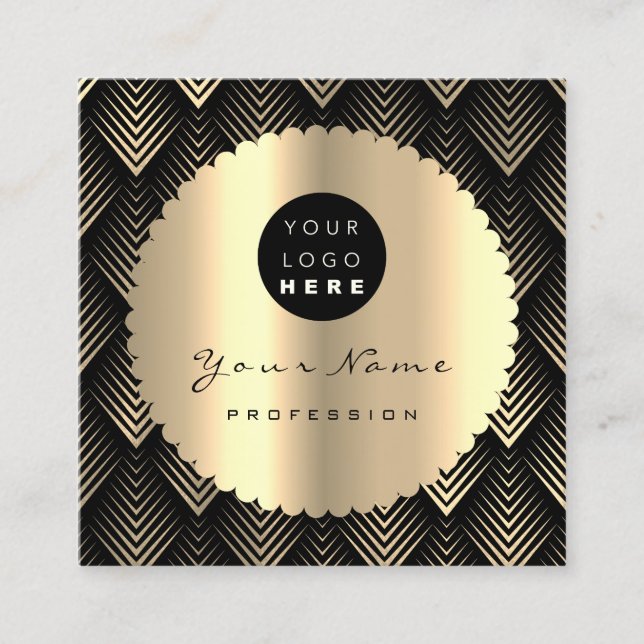 Sepia Gold Black Glitter Makeup Artist Lashes Logo Square Business Card (Front)