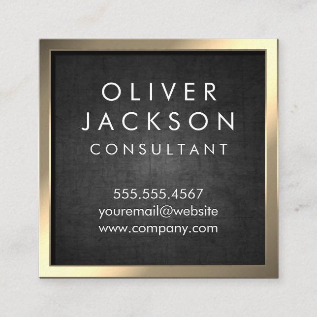 Sepia Gold Border | Texture Background Square Business Card (Front)
