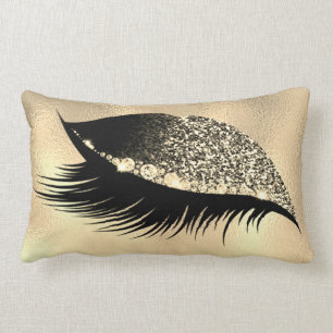 Sepia Gold Glitter Sleep Makeup Eyes Lash Left Lumbar Pillow
