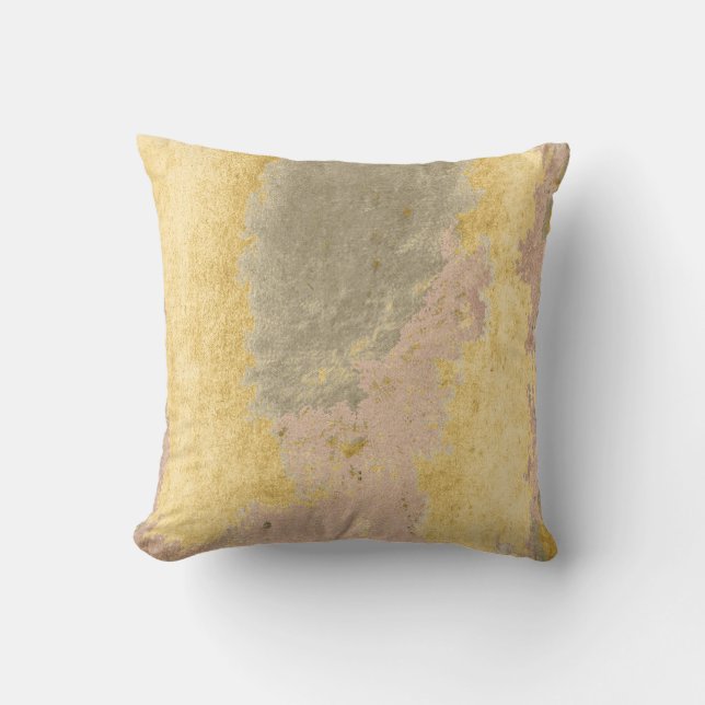 Sepia Gold Grey Silver Grungy Abstract Copper Throw Pillow (Front)