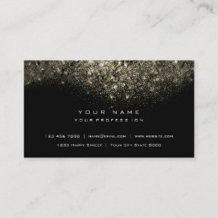 Sepia Gold Sparkly Glitter Glam Black Business Card