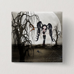 Sepia Goth Girl 2 Inch Square Button