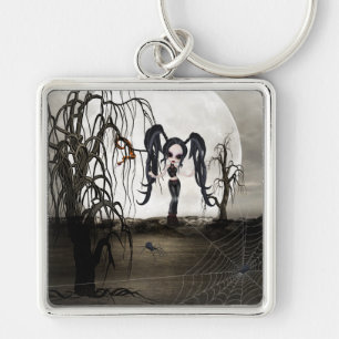 Sepia Goth Girl Keychain