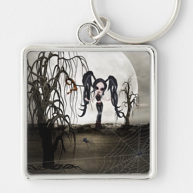 Sepia Goth Girl Keychain (Front)