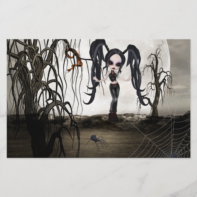 Sepia Goth Girl Stationery (Front)