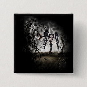 Sepia Goth Girl Vignette 2 Inch Square Button