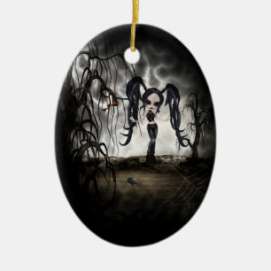 Sepia Goth Girl Vignette Ceramic Ornament