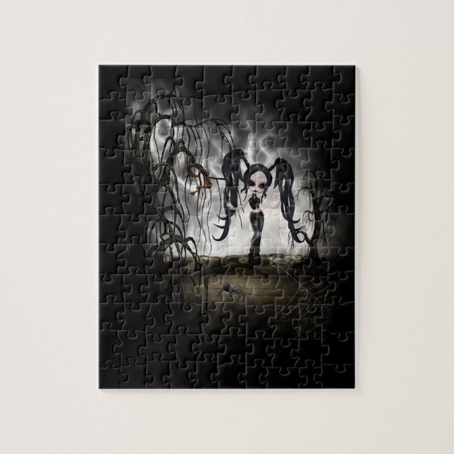 Sepia Goth Girl Vignette Jigsaw Puzzle (Vertical)