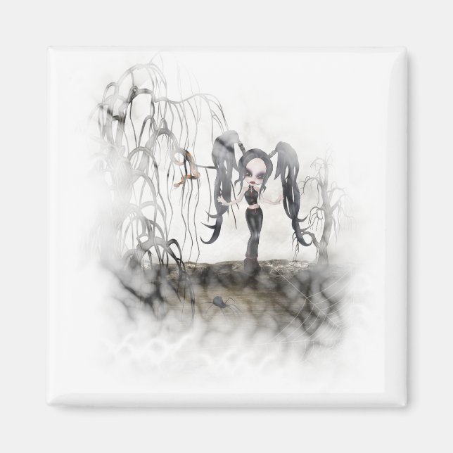 Sepia Goth Girl Vignette Magnet (Front)
