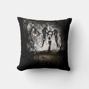 Sepia Goth Girl Vignette Throw Pillow