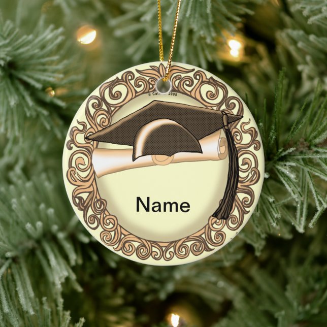 Sepia Graduation Cap custom ornament  (Tree)