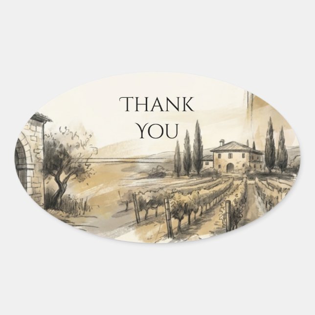 Sepia Highland Venue Thank You Oval Sticker (Front)