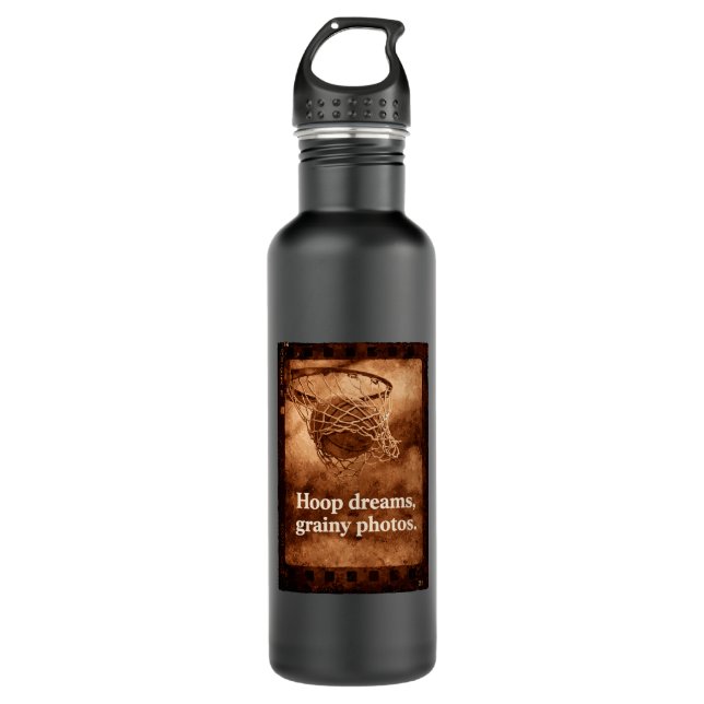 Sepia Hoop Dreams Grainy Photo Style Illustration 710 Ml Water Bottle (Front)