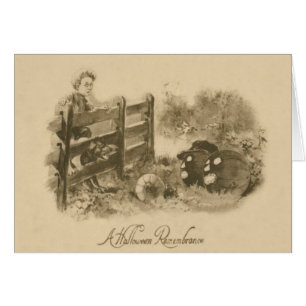 Sepia Jack O Lantern Pumpkin Patch Boy Dog