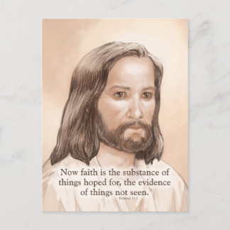 Sepia Jesus Art Bible Quote - Hebrews 11:1 Postcard