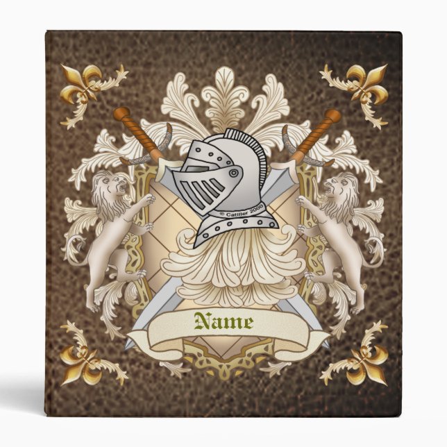 Sepia knight Shield surname Binder (Front)