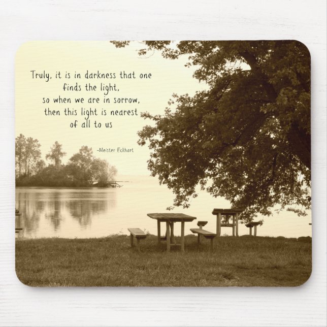Sepia Lake Scene and Quote Mouse Pad (Front)