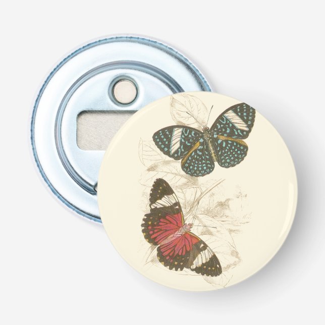 Sepia Leaves with Colourful Butterflies Bottle Opener (Front)