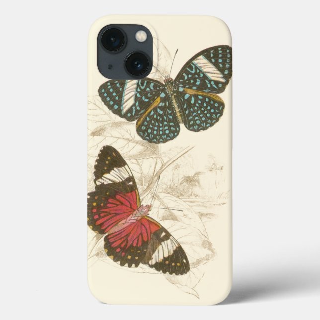 Sepia Leaves with Colourful Butterflies Case-Mate iPhone Case (Back)