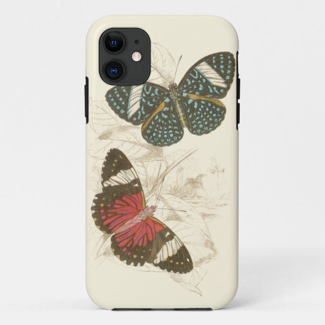 Sepia Leaves with Colourful Butterflies Case-Mate iPhone Case (Back)