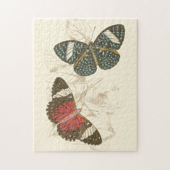 Sepia Leaves with Colourful Butterflies Jigsaw Puzzle (Vertical)