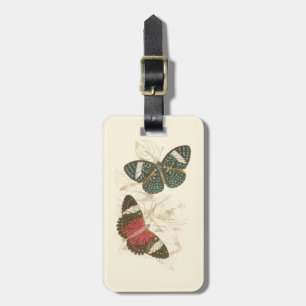 Sepia Leaves with Colourful Butterflies Luggage Tag