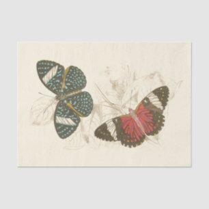 Sepia Leaves with Colourful Butterflies Tissue Paper