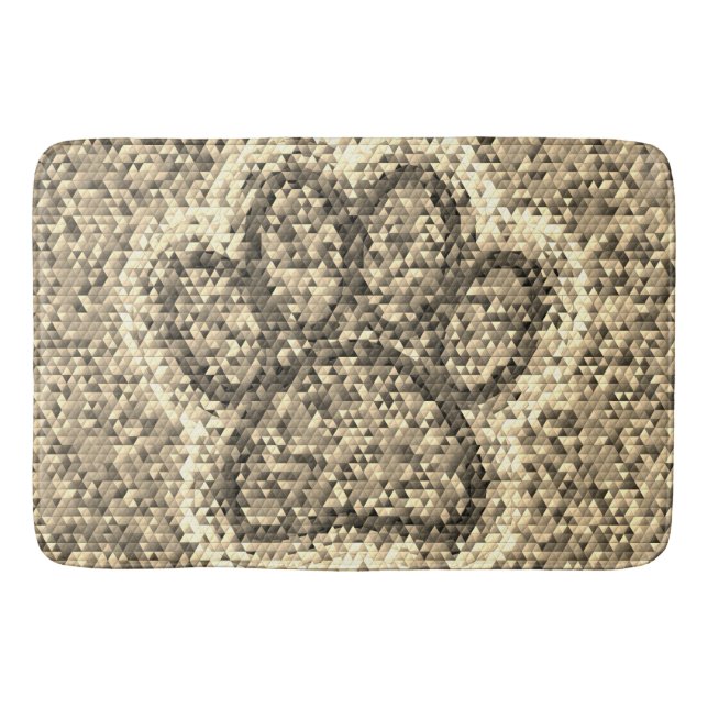 Sepia Low Poly Dog Paw Print Bath Mat (Front)