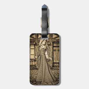 Sepia Medieval Princess Renaissance Art Luggage Tag