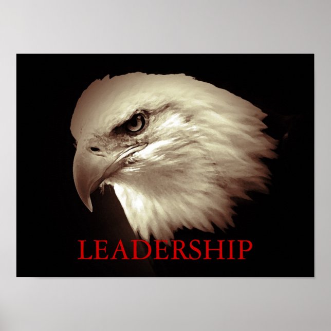 Sepia Motivation Leadership Eagle Eyes Poster (Devant)