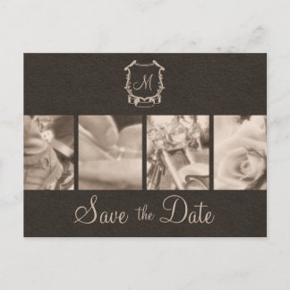Sepia Motorcycle Photos Save the Date Announcement Postcard