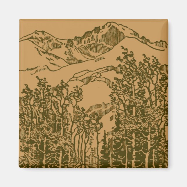 Sepia Mountains and  Forest Magnet (Front)
