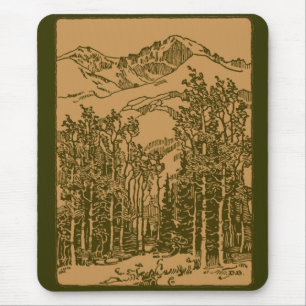 Sepia Mountains and Forest Mouse Pad