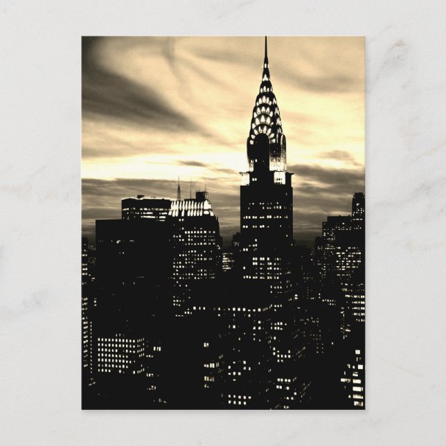 Sepia New York City Midtown Postcard (Front)