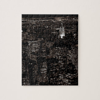 Sepia New York City Night Skyline Jigsaw Puzzle