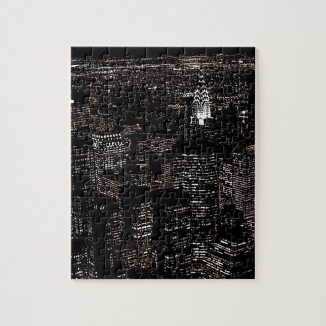 Sepia New York City Night Skyline Jigsaw Puzzle (Vertical)