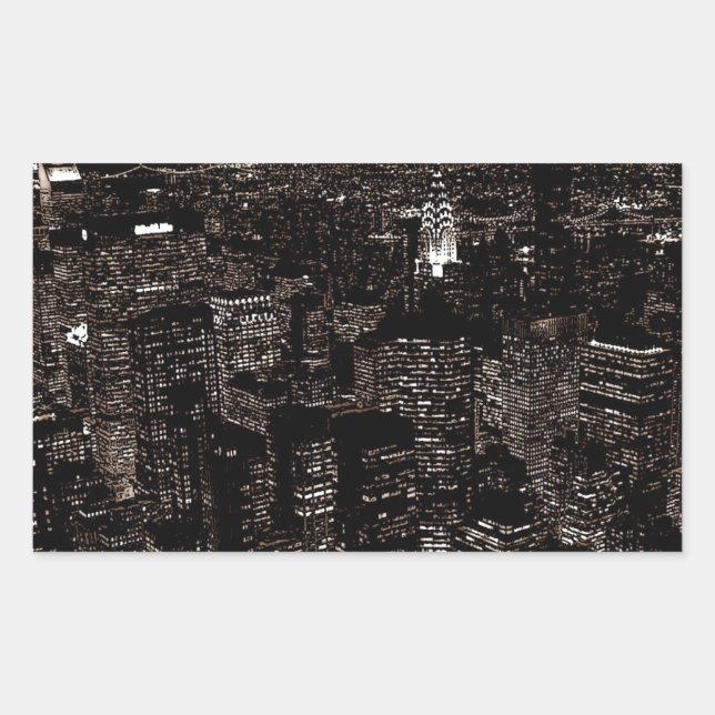 Sepia New York City Night Skyline Sticker (Front)