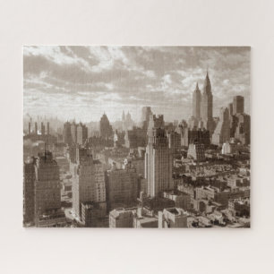 Sepia New York City Old Vintage Retro Jigsaw Puzzle