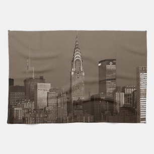 Sepia New York City Skyline Kitchen Towel