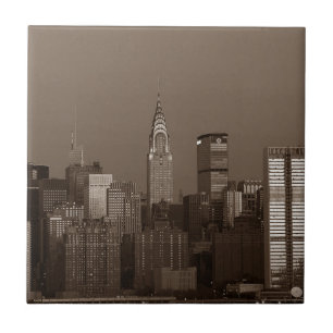 Sepia New York City Skyline Tile